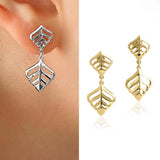 14k Gold | Leaf Shaped Dangling Earrings