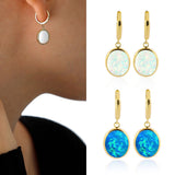 14k Gold | Minimalist White Opal Dangle Earrings