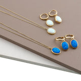 14k Gold | Minimalist White Opal Dangle Earrings