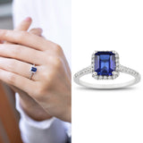 8k - 14k - 18k Gold |  Sapphire Statement Ring with Diamonds