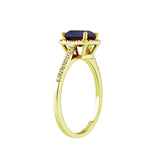 8k - 14k - 18k Gold | Emerald Cut Sapphire Square Ring with Diamonds