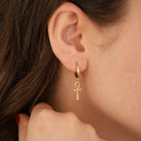 14k Gold | Ankh Drop Earrings