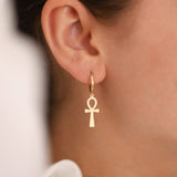 14k Gold | Ankh Drop Earrings