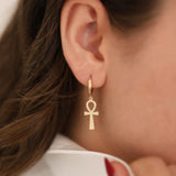 14k Gold | Ankh Drop Earrings