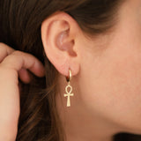 14k Gold | Ankh Drop Earrings