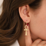 14k Gold | Ankh Drop Earrings