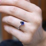 8k - 14k - 18k Gold | Teardrop Cut Sapphire Ring with Diamonds