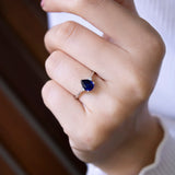 8k - 14k - 18k Gold | Teardrop Cut Sapphire Ring with Diamonds