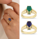 14k Gold | Emerald & Sapphire Reversible Ring