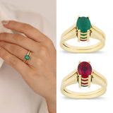 14k Gold | Emerald & Sapphire Reversible Ring