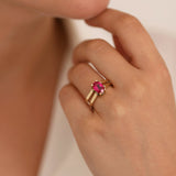 14k Gold | Emerald & Ruby Reversible Ring