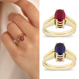 14k Gold | Emerald & Ruby Reversible Ring