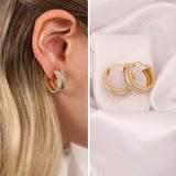 14k Gold | Two Color Hoop Earrings