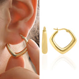 14k Gold | Bold Oval Triangle Hoop Earrings