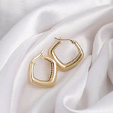 14k Gold | Bold Oval Triangle Hoop Earrings