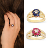 14k Gold | Sapphire & Ruby Reversible Ring