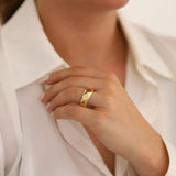 14k Gold | Geometric Shaped Thick Statement Ring