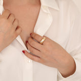 14k Gold | Diagonal Stripe Oval Ring