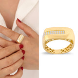 14k Gold | Stripe Rectangular Ring