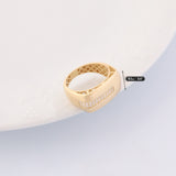 14k Gold | Stripe Rectangular Ring