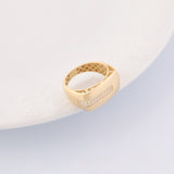 14k Gold | Stripe Rectangular Ring