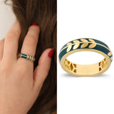 14k Gold | Green Laurel Leaf Ring