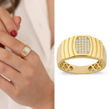 14k Gold | Striped Band Ring