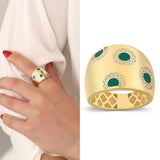 14k Gold | Green Floral Dome Ring