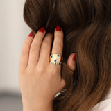 14k Gold | Green Floral Dome Ring