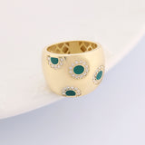 14k Gold | Green Floral Dome Ring