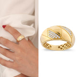 14k Gold | Stripe Bold Textured Fore Finger Ring