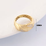 14k Gold | Stripe Bold Textured Fore Finger Ring