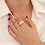 14k Gold | Stripe Bold Textured Fore Finger Ring