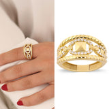 14k Gold | Geometric Shaped Engraved Ring