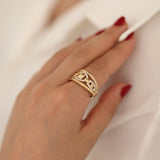 14k Gold | Geometric Shaped Engraved Ring