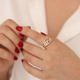 14k Gold | Geometric Shaped Engraved Ring