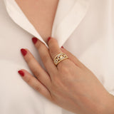 14k Gold | Geometric Shaped Engraved Ring