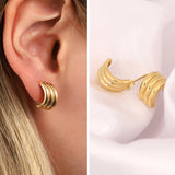 14k Gold | Tri Semi Circles Earrings