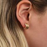 14k Gold | Tri Semi Circles Earrings