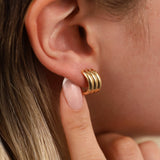 14k Gold | Tri Semi Circles Earrings