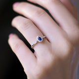 8k - 14k - 18k Gold | Teardrop Cut Minimal Sapphire Ring with Diamonds