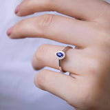 8k - 14k - 18k Gold | Teardrop Cut Minimal Sapphire Ring with Diamonds