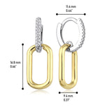 14k Gold | CZ Gemstone Oval Dual Hoop Dangling Earrings