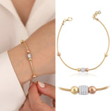 14k Gold | Foxtail Bracelet with Large Gold Beads