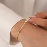 14k Gold | Foxtail Bracelet with Large Gold Beads