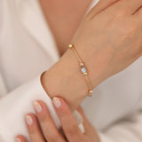 14k Gold | Foxtail Bracelet with Large Gold Beads