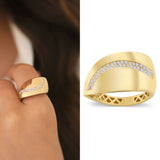 14k Gold | Inclined Line Statement Ring