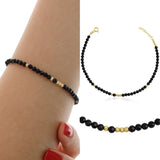 14k Gold | Onyx Eternity Beaded Bracelet