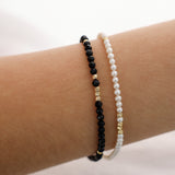 14k Gold | Onyx Eternity Beaded Bracelet