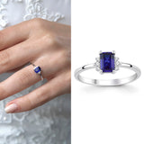 8k - 14k - 18k Gold | Baguette Cut Sapphire Ring with Diamonds